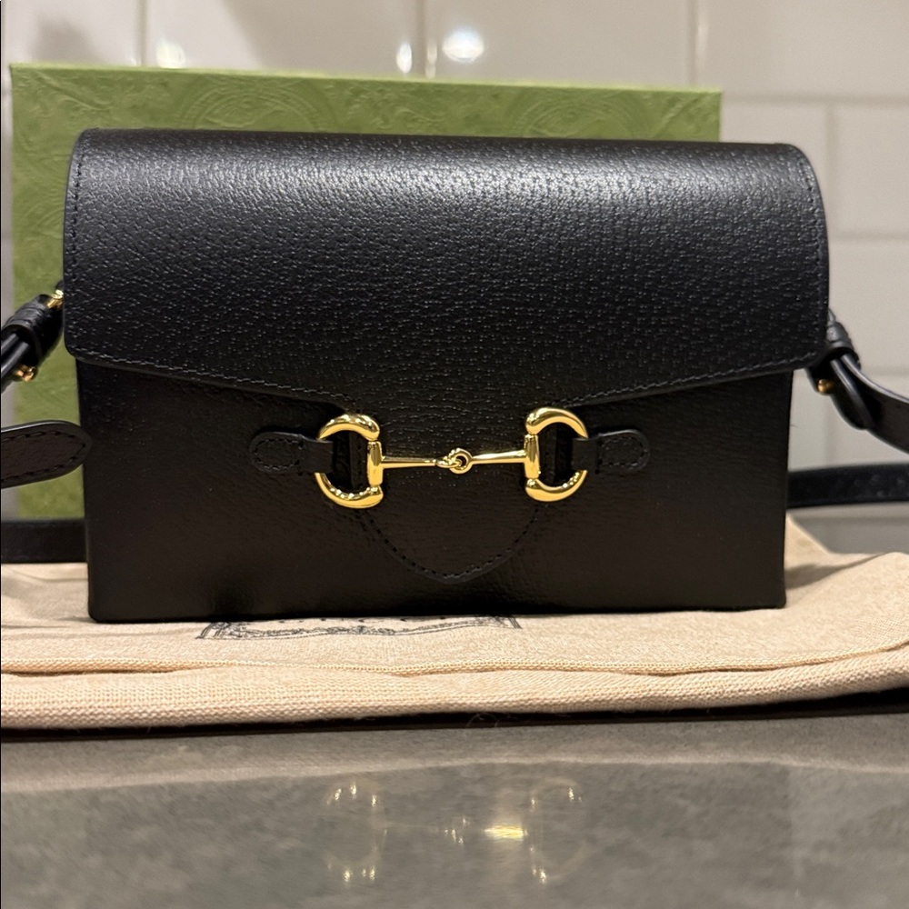 Gucci Calfskin Horsebit 1955 Shoulder Bag Black